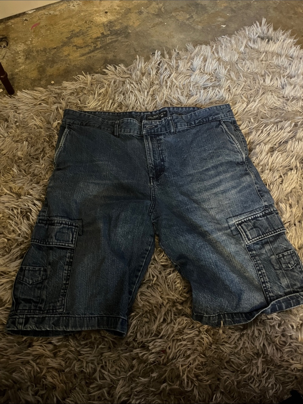 Cherokee Men's Dark Blue Cargo Denim Shorts